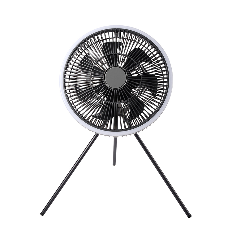 F2 Portable Rechargeable Outdoor Camping Tripod Fan with Ring Light