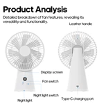 KC-F226 Rechargeable Silent Desk Fan with Sleek Design