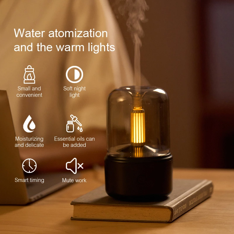 Unwind with the Candlelight Aromatherapy Diffuser: Safe, Quiet, and Stylish