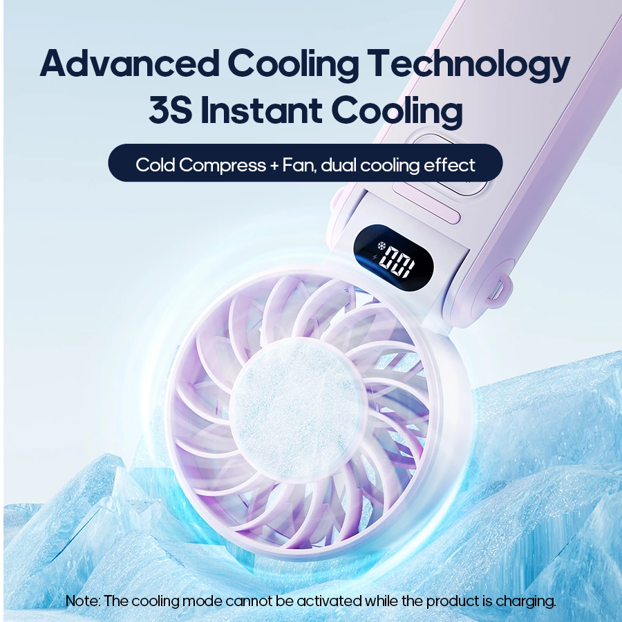 Redefine summer coolness with this handheld fan featuring low-temperature magnetic cooling technology.