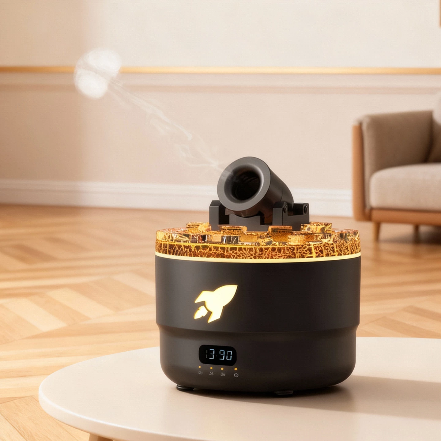 V76 Flame-Effect Humidifier and Aroma Diffuser with Jellyfish Spray and Remote Control