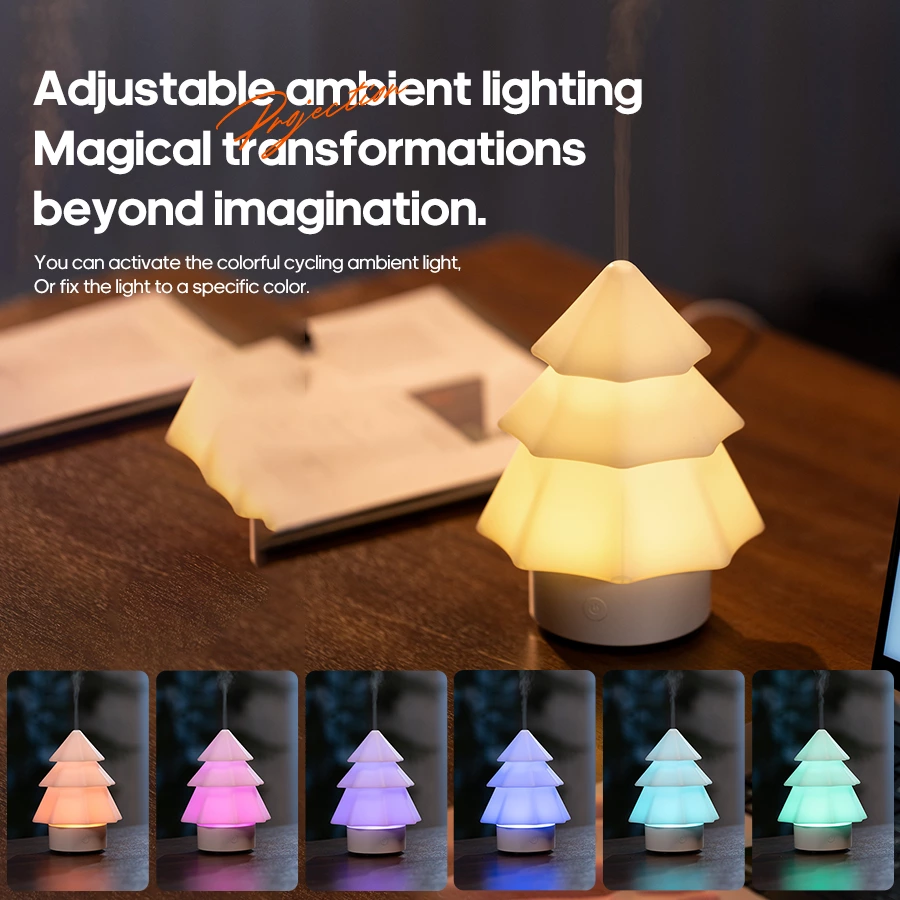 Christmas Ambience & Practicality in One! Minimalist Christmas Tree Aromatherapy Diffuser, Dual for Festivals & Daily Use