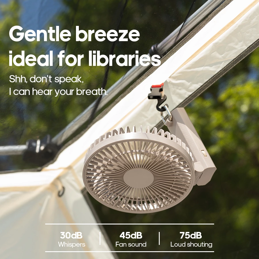 Foldable 2-in-1 + 100-Speed Adjustment! Quiet Fan for Commute/Office/Camping All Scenarios