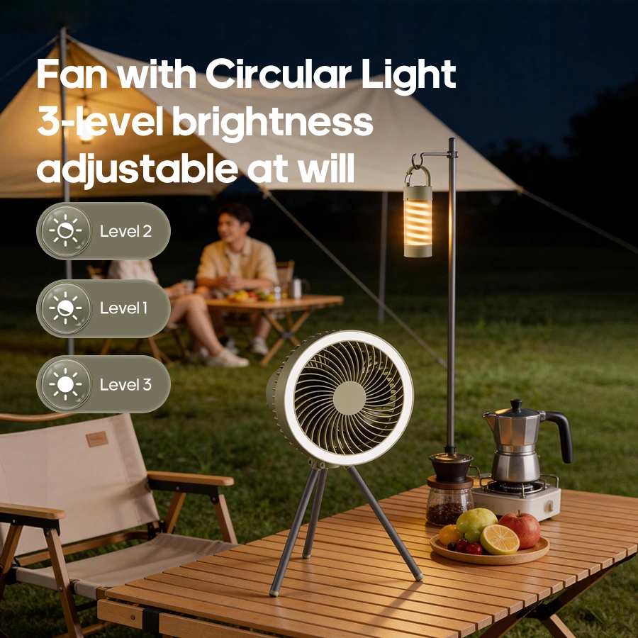 Split-Type 3-in-1 Camping Essential! Long-Lasting Fan + Lantern + Power Bank, All-Round Outdoor Adaptation