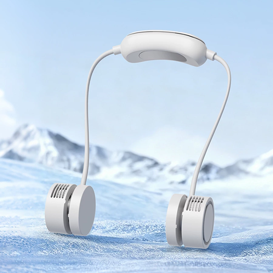 Semiconductor Ice-Cool Neck Fan | Flexible Hose Storage + Aromatherapy Design, Hands-Free Cooling Experience