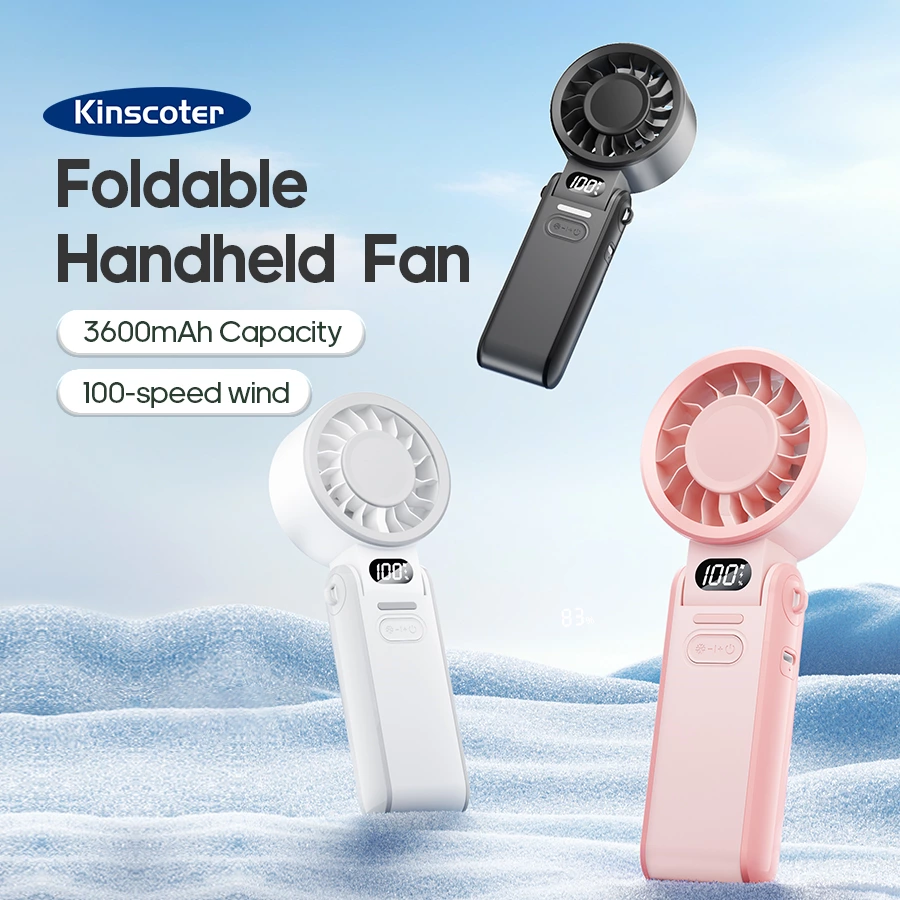 3-in-1 Foldable High-Speed Handheld Fan | 100-Speed Adjustment + Smart Display, New Benchmark for Portable Cooling